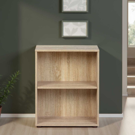 Étagère bibliothèque 2 niveaux effet bois finition sonoma - LEOR