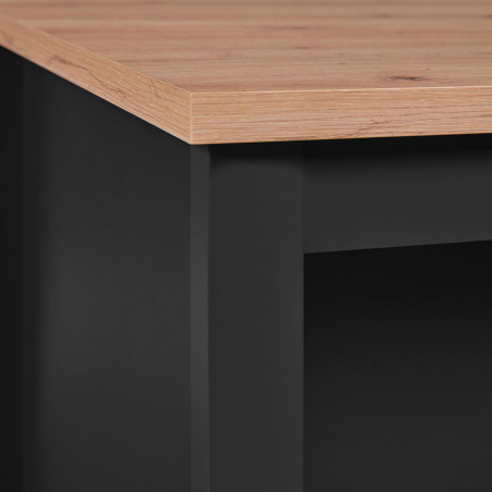 Ilot de cuisine noir et plateau effet bois - KENIO