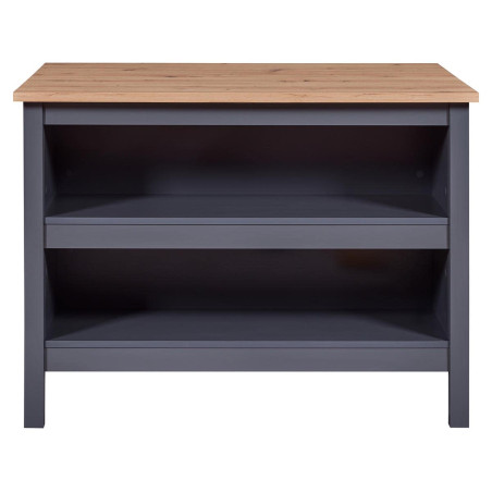 Ilot de cuisine anthracite et plateau effet bois - KENIO