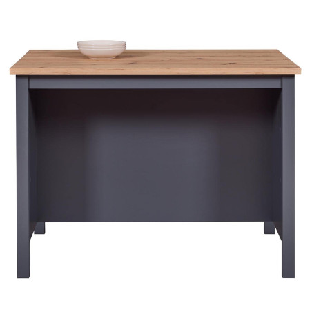 Ilot de cuisine anthracite et plateau effet bois - KENIO