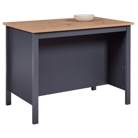 Ilot de cuisine anthracite et plateau effet bois - KENIO