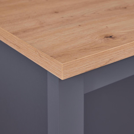 Ilot de cuisine anthracite et plateau effet bois - KENIO