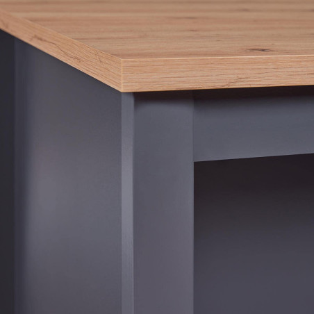 Ilot de cuisine anthracite et plateau effet bois - KENIO