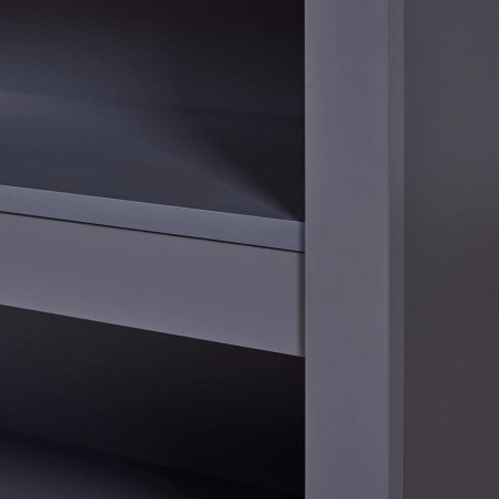 Ilot de cuisine anthracite et plateau effet bois - KENIO