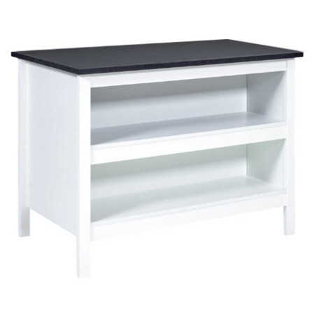 Ilot de cuisine blanc et plateau anthracite - KENIO