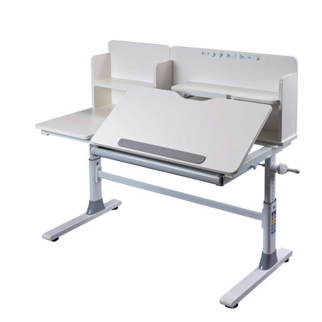 Bureau enfant réglable en hauteur blanc avec étagères - TECHNOR