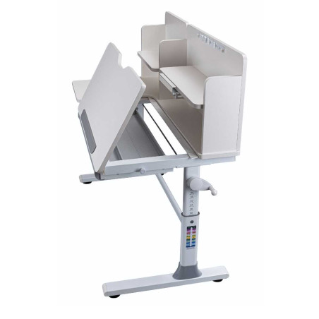 Bureau enfant réglable en hauteur blanc avec étagères - TECHNOR