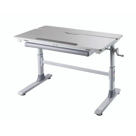 Bureau enfant réglable en hauteur blanc MDF et métal - TECHNOR