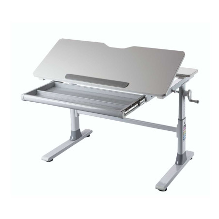 Bureau enfant réglable en hauteur blanc MDF et métal - TECHNOR