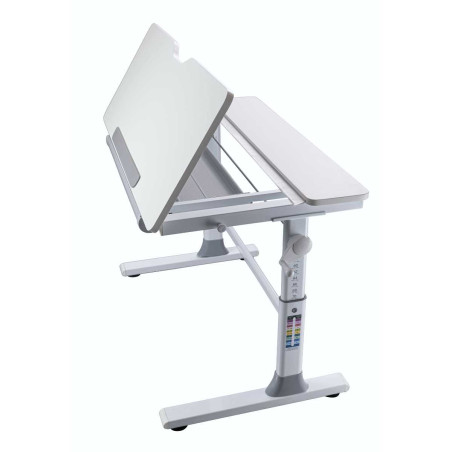 Bureau enfant réglable en hauteur blanc MDF et métal - TECHNOR