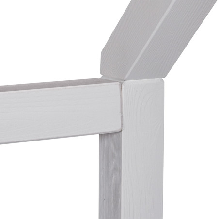 Lit cabane 90x200 cm avec barrières en pin massif blanc - SAREN