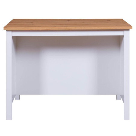 Ilot de cuisine blanc et plateau effet bois - KENIO