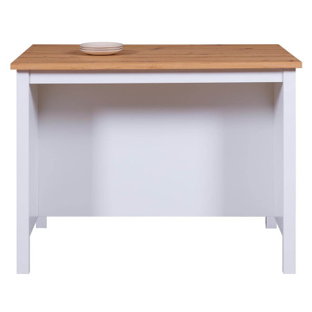 Ilot de cuisine blanc et plateau effet bois - KENIO