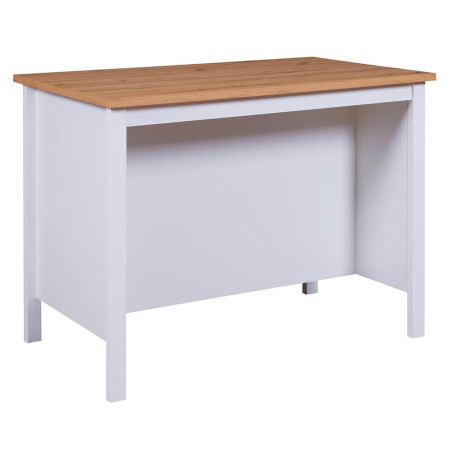 Ilot de cuisine blanc et plateau effet bois - KENIO