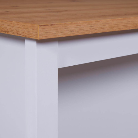 Ilot de cuisine blanc et plateau effet bois - KENIO