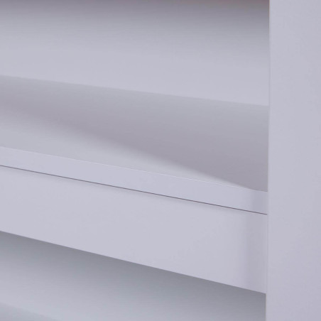 Ilot de cuisine blanc et plateau effet bois - KENIO