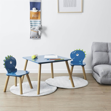 Ensemble table et chaises pour enfants décor dinosaure bleu - HIPPA