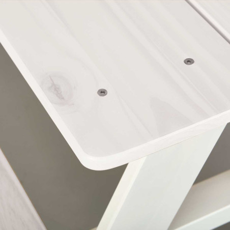 Table avec bancs pour enfant en pin massif vernis blanc - ANDEROR