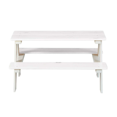 Table avec bancs pour enfant en pin massif vernis blanc - ANDEROR