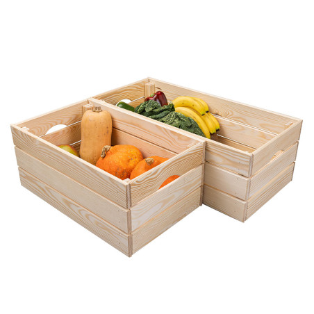 Caisse de rangement en bois naturel non traité 51 cm - HELAINE