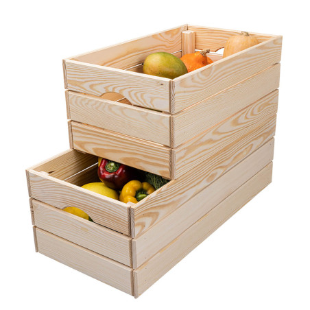 Caisse de rangement en bois naturel non traité 51 cm - HELAINE
