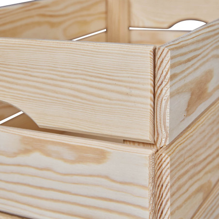 Caisse de rangement en bois naturel non traité 51 cm - HELAINE