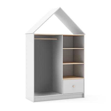 Dressing cabane enfant MDF et pin blanc naturel - KAINEN