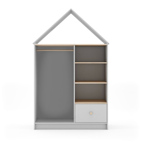 Dressing cabane enfant MDF et pin blanc naturel - KAINEN