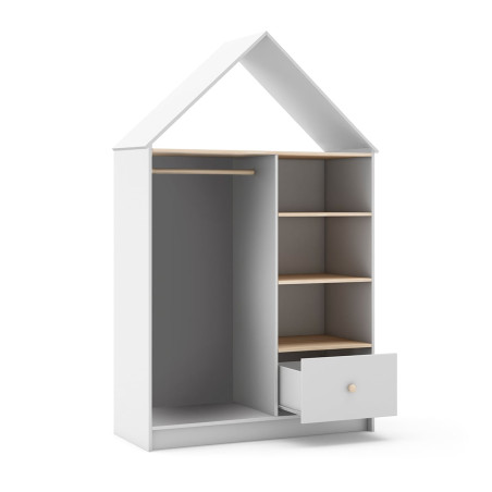 Dressing cabane enfant MDF et pin blanc naturel - KAINEN