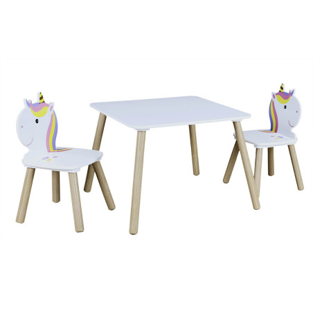 Ensemble table et 2 chaises enfant motif licorne - UNICIO