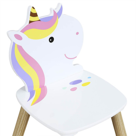 Ensemble table et 2 chaises enfant motif licorne - UNICIO