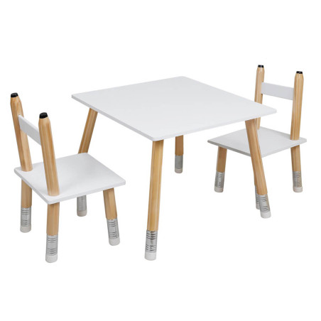 Ensemble table et 2 chaises enfant base crayons - LAPIO