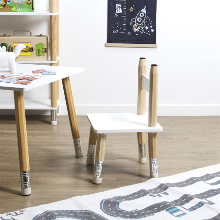 Ensemble table et 2 chaises enfant base crayons - LAPIO