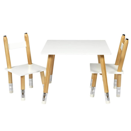 Ensemble table et 2 chaises enfant base crayons - LAPIO