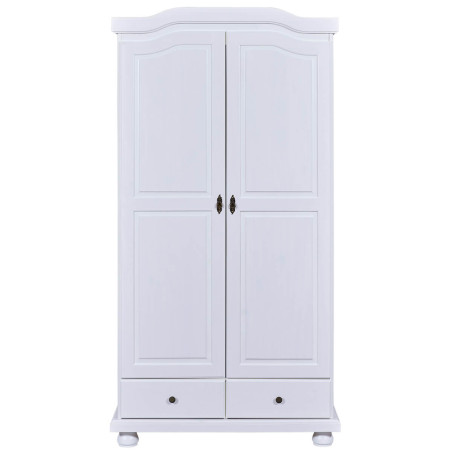 Armoire 2 Portes Bois Massif Vernis Blanc - NERON