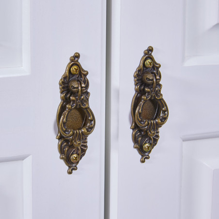 Armoire 2 Portes Bois Massif Vernis Blanc - NERON