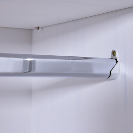 Armoire 2 Portes Bois Massif Vernis Blanc - NERON