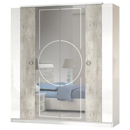 Armoire 4 Portes avec Miroir Central - GAVEN