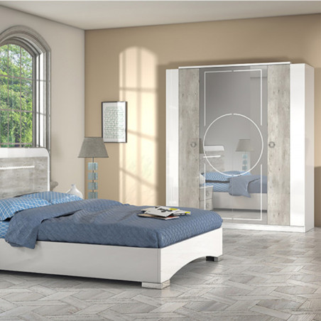 Armoire 4 Portes avec Miroir Central - GAVEN