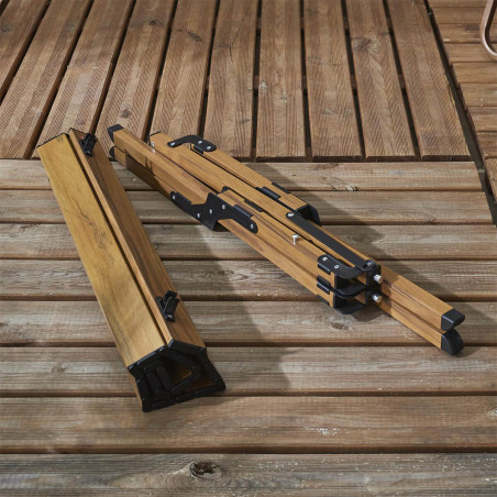 Table Basse Pliante Camping Métal Imitation Bois Sac de Transport - KAMIRA