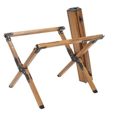 Table Basse Pliante Camping Métal Imitation Bois Sac de Transport - KAMIRA