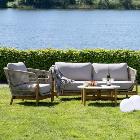 Table basse ronde Ø84,5 cm en acacia et terrazzo - LORIRA