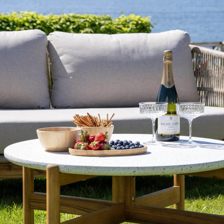 Table basse ronde Ø84,5 cm en acacia et terrazzo - LORIRA