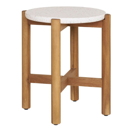 Table basse ronde Ø37 cm en acacia et terrazzo - LORIRA
