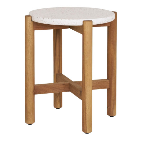 Table basse ronde Ø37 cm en acacia et terrazzo - LORIRA