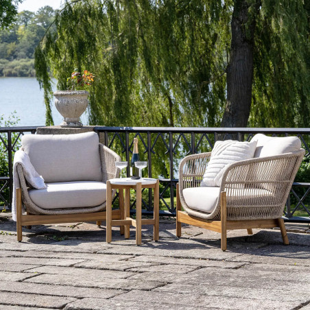 Table basse ronde Ø37 cm en acacia et terrazzo - LORIRA