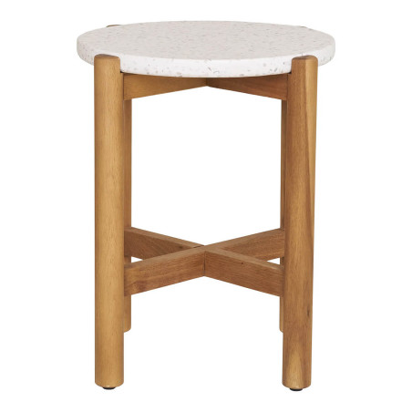Table basse ronde Ø37 cm en acacia et terrazzo - LORIRA