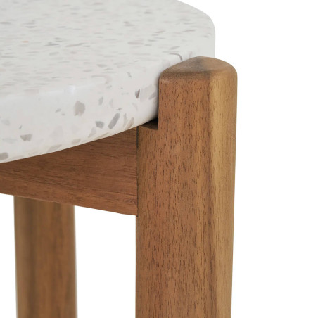 Table basse ronde Ø37 cm en acacia et terrazzo - LORIRA