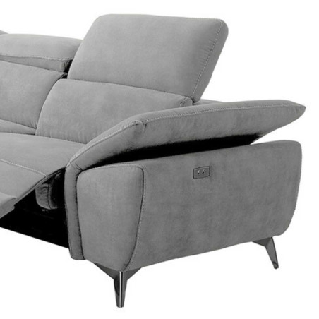 Canapé d'angle gauche 1 relax électrique gris clair - TOLEO