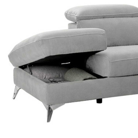 Canapé d'angle gauche 1 relax électrique gris clair - TOLEO